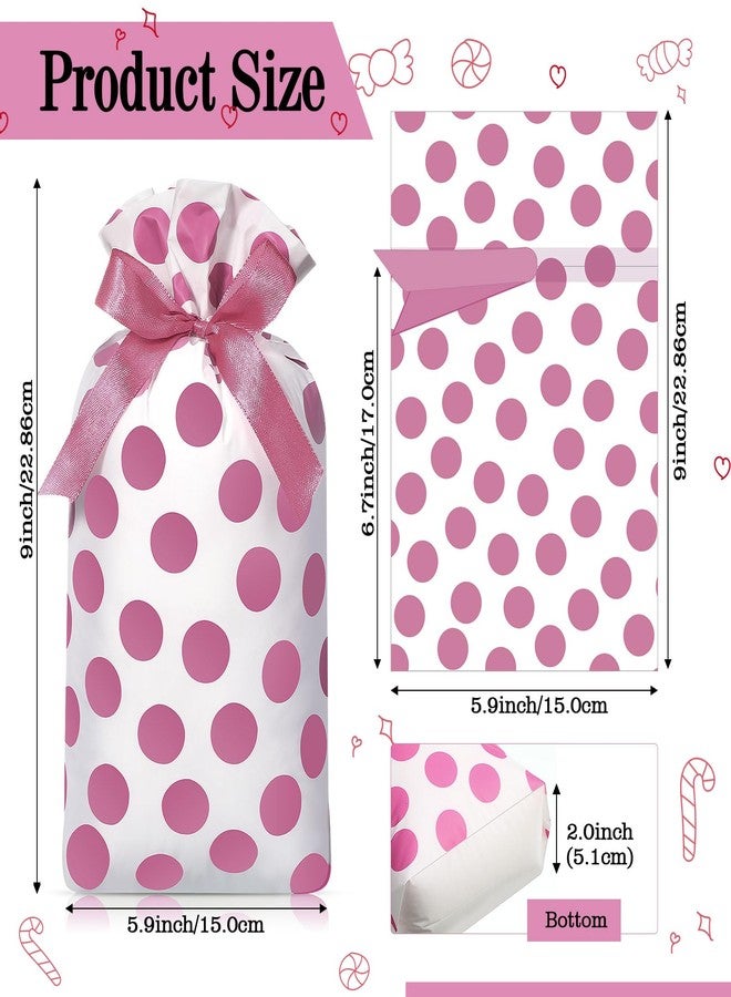 Bulyoou 50 Pcs Polka Dots Bags Bulk Dots Cellophane Treat Bags Candy Goodies Treat Gift Watercolor Dots Plastic Wrapping Package for Birthday Party Snack Food Storage(Pink) - Image 2